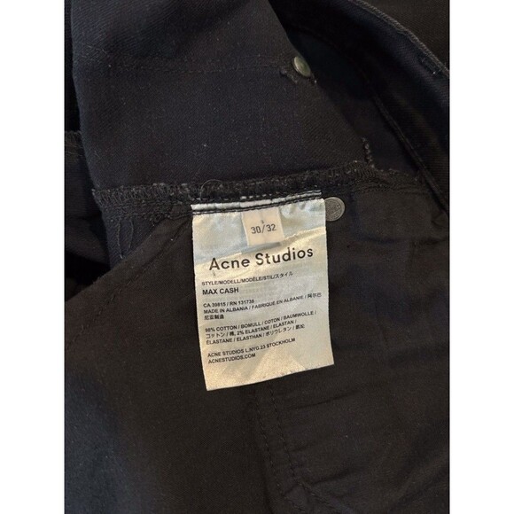 Acne Studios Mens Jeans Black Denim Max Cash Skinny Slim Stretch Dark Wash 30x28 - Picture 9 of 10